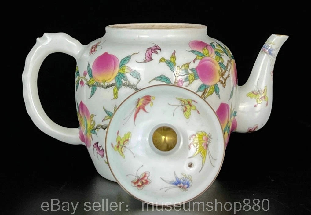 6" Qing Yongzheng Chinese Colour enamel Gilt Porcelain Peach Tea Pot Cup set
