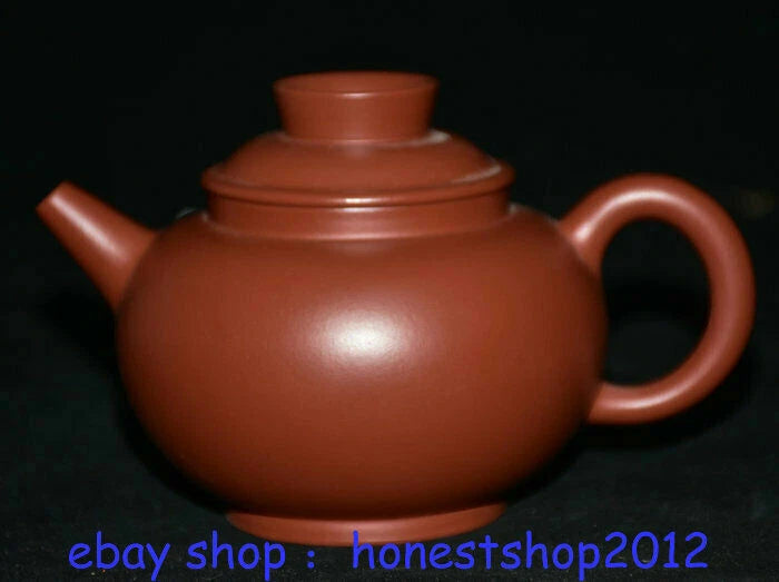 4" Old China Chinese Porcelain Wine Tea Pot Flagon dark-red enameled pottery