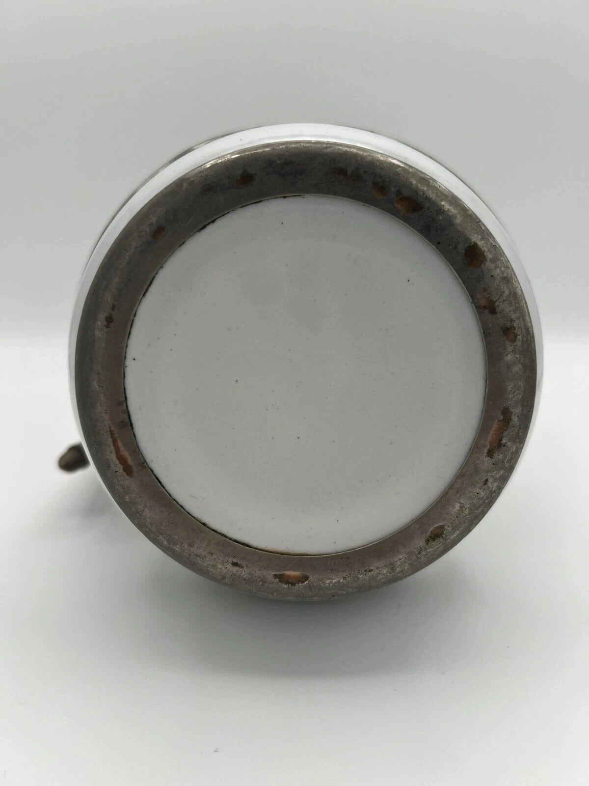 Antique Manning Bowman & Co 11” Teapot Coffee Pot Hand Painted Enamel & Pewter