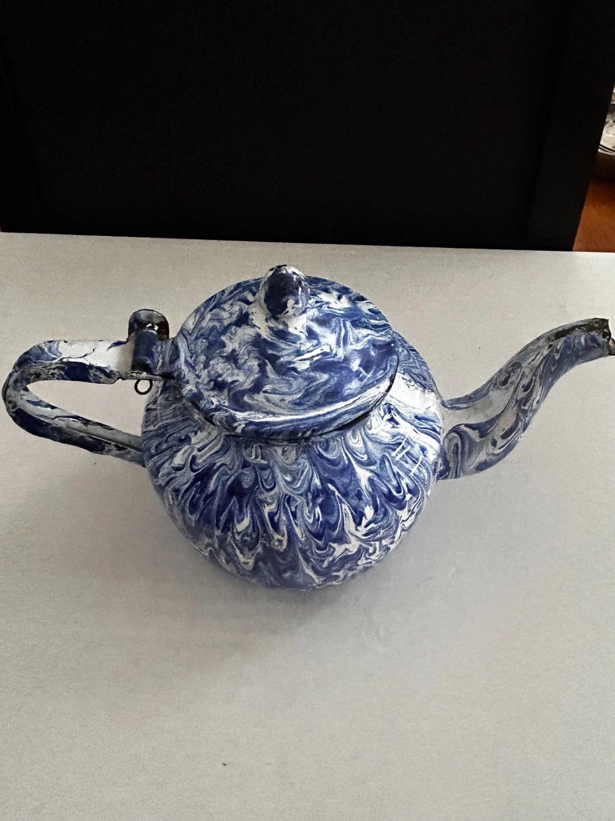 blue enamel teapot kettle