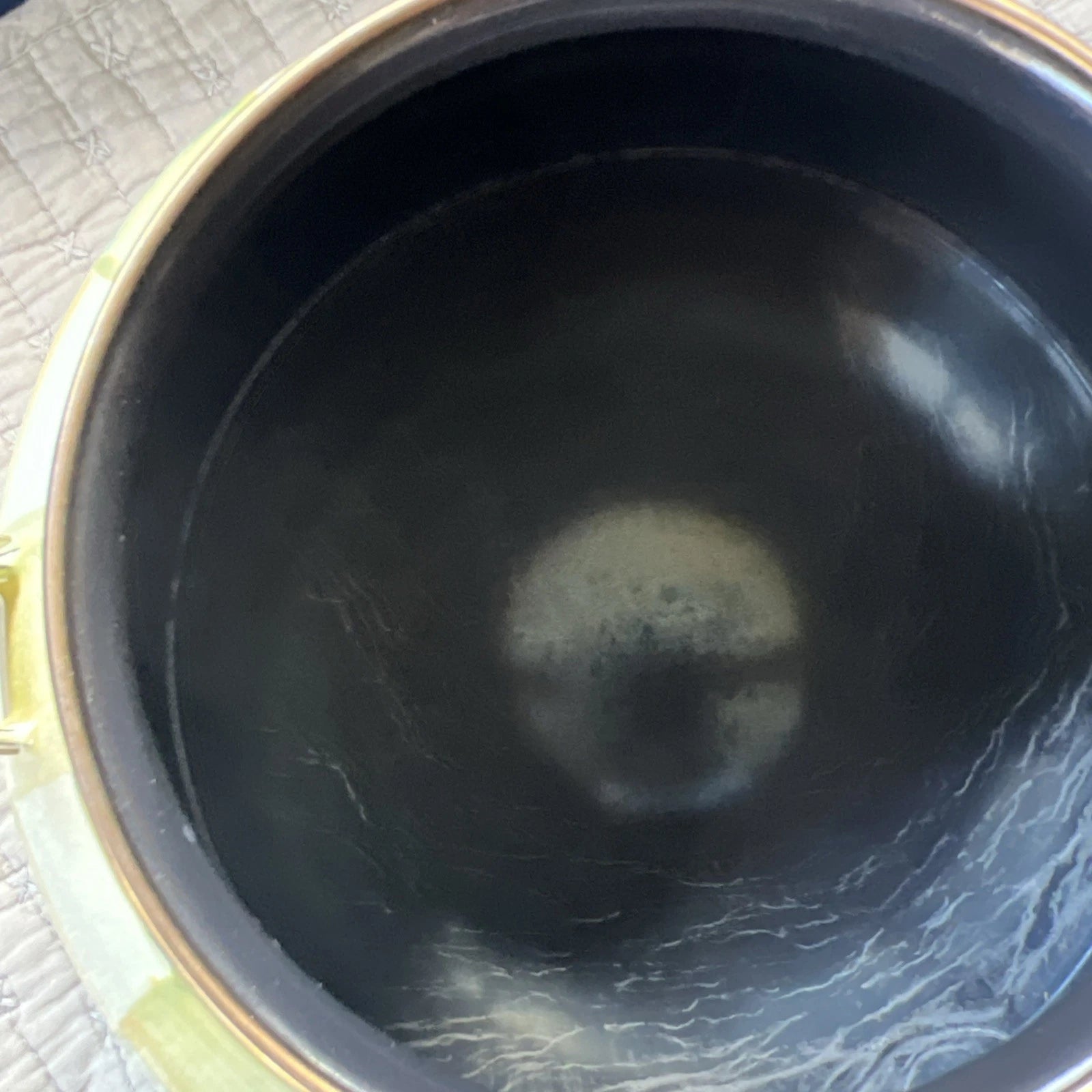 MACKENZIE CHILD PARCHMENT TEAPOT KETTLE ENAMEL AMBER FINIA -