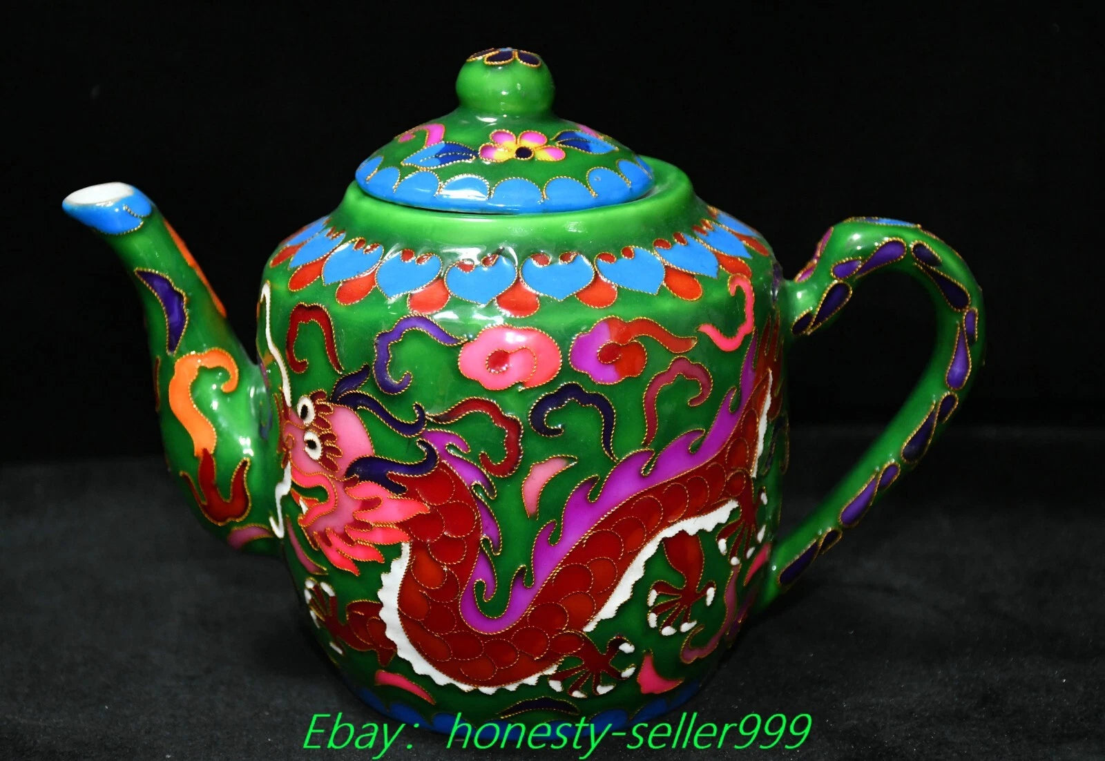 7.8" Qianlong Enamel Colour Porcelain Gilt Phoenix Bird Wine Tea Pot Flagon