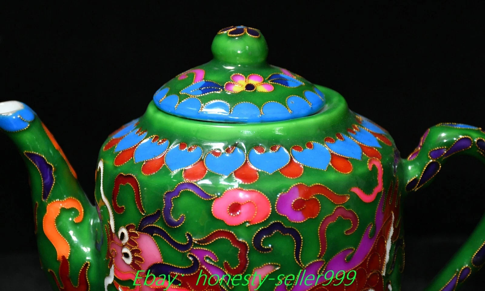 7.8" Qianlong Enamel Colour Porcelain Gilt Phoenix Bird Wine Tea Pot Flagon
