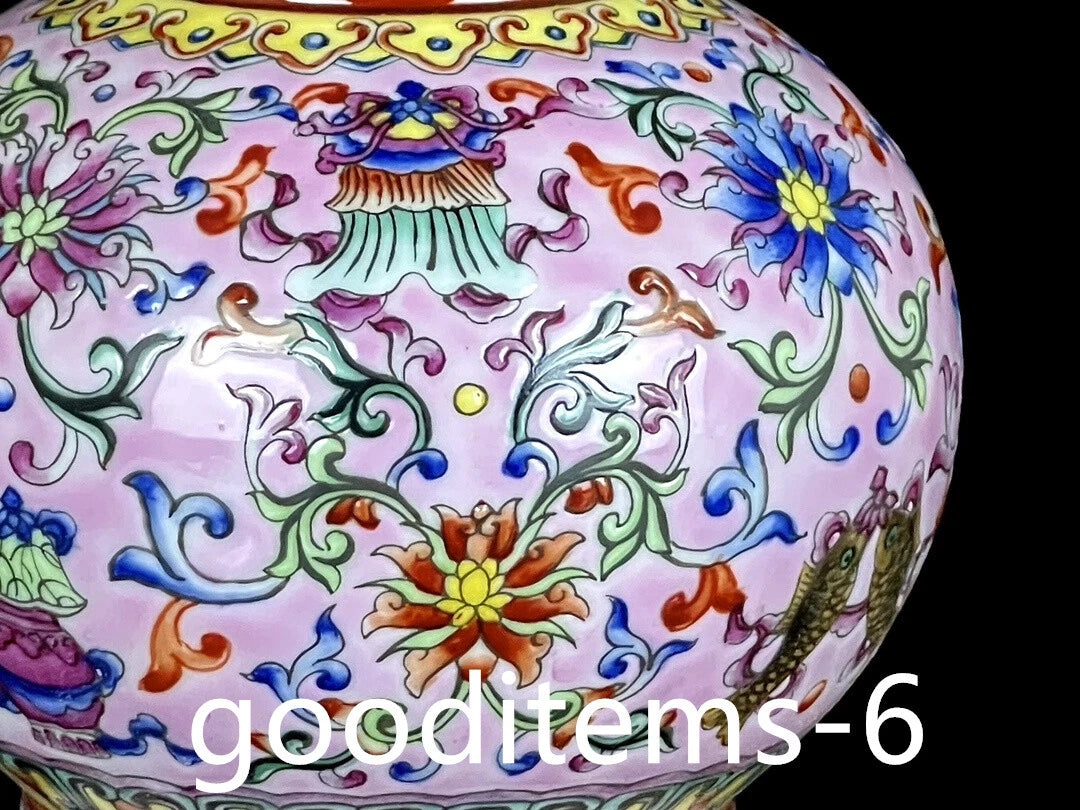 7.6"China Porcelain Qing Qianlong Enamel Color gilt Eight Treasure Pattern Pot