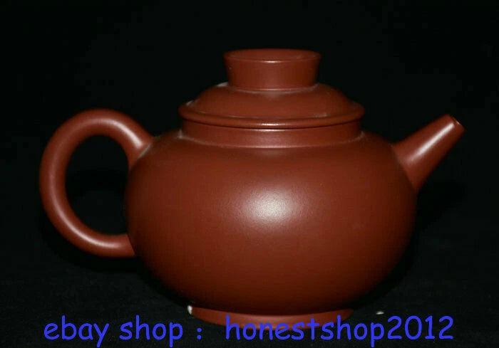 4" Old China Chinese Porcelain Wine Tea Pot Flagon dark-red enameled pottery