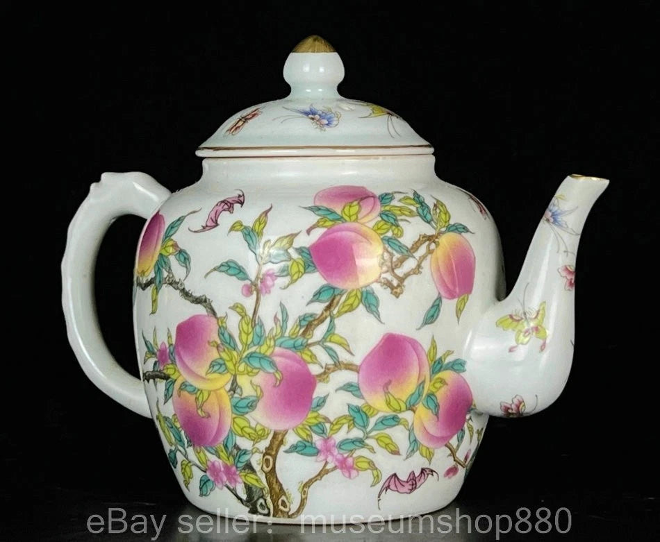 6" Qing Yongzheng Chinese Colour enamel Gilt Porcelain Peach Tea Pot Cup set