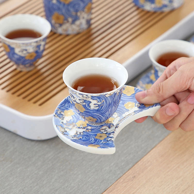 Complete Tea Set Porcelain Tea Pot Color Enamel Craft Matching Cup Saucer Gaiwan