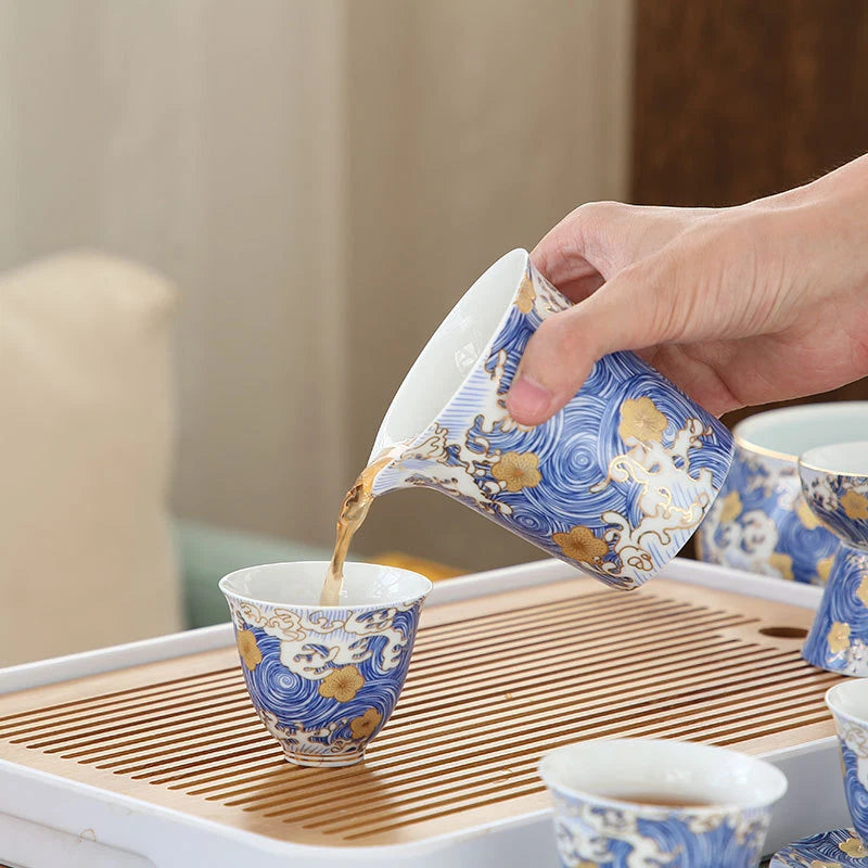 Complete Tea Set Porcelain Tea Pot Color Enamel Craft Matching Cup Saucer Gaiwan