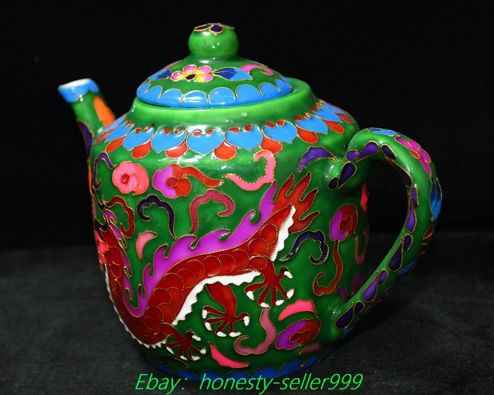 7.8" Qianlong Enamel Colour Porcelain Gilt Phoenix Bird Wine Tea Pot Flagon
