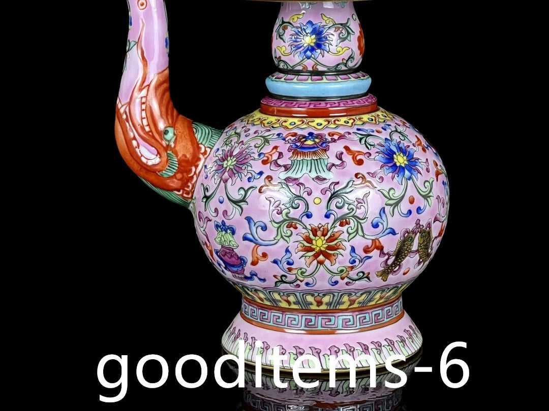 7.6"China Porcelain Qing Qianlong Enamel Color gilt Eight Treasure Pattern Pot
