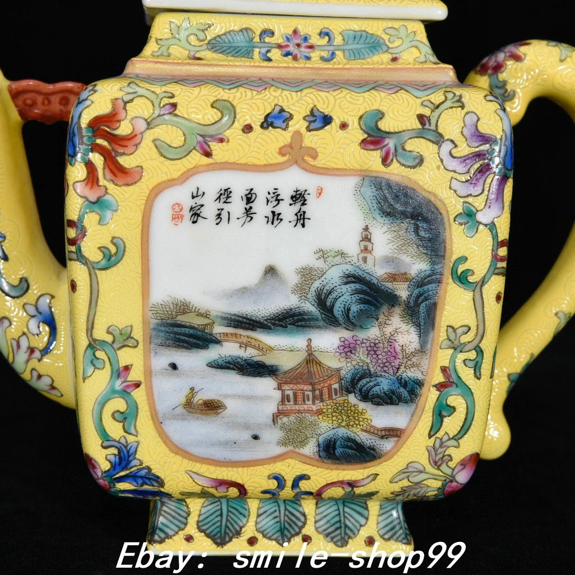 7" Yongzheng Enamel Colour Porcelain landscape Word Pattern Wine Tea Pot Flagon