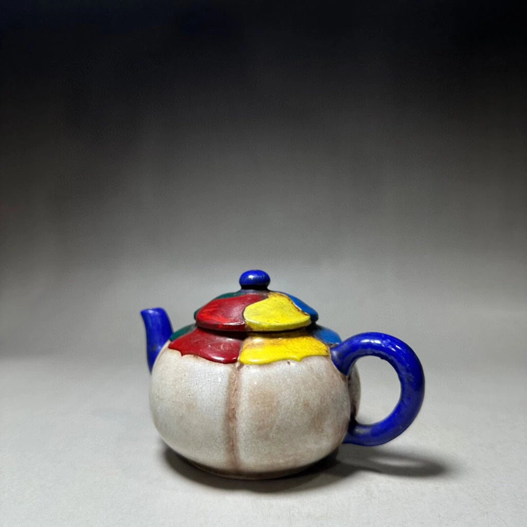 Chinese Yixing Zisha Clay Handmade Exquisite Enamel Colour Mirror Teapot 15859