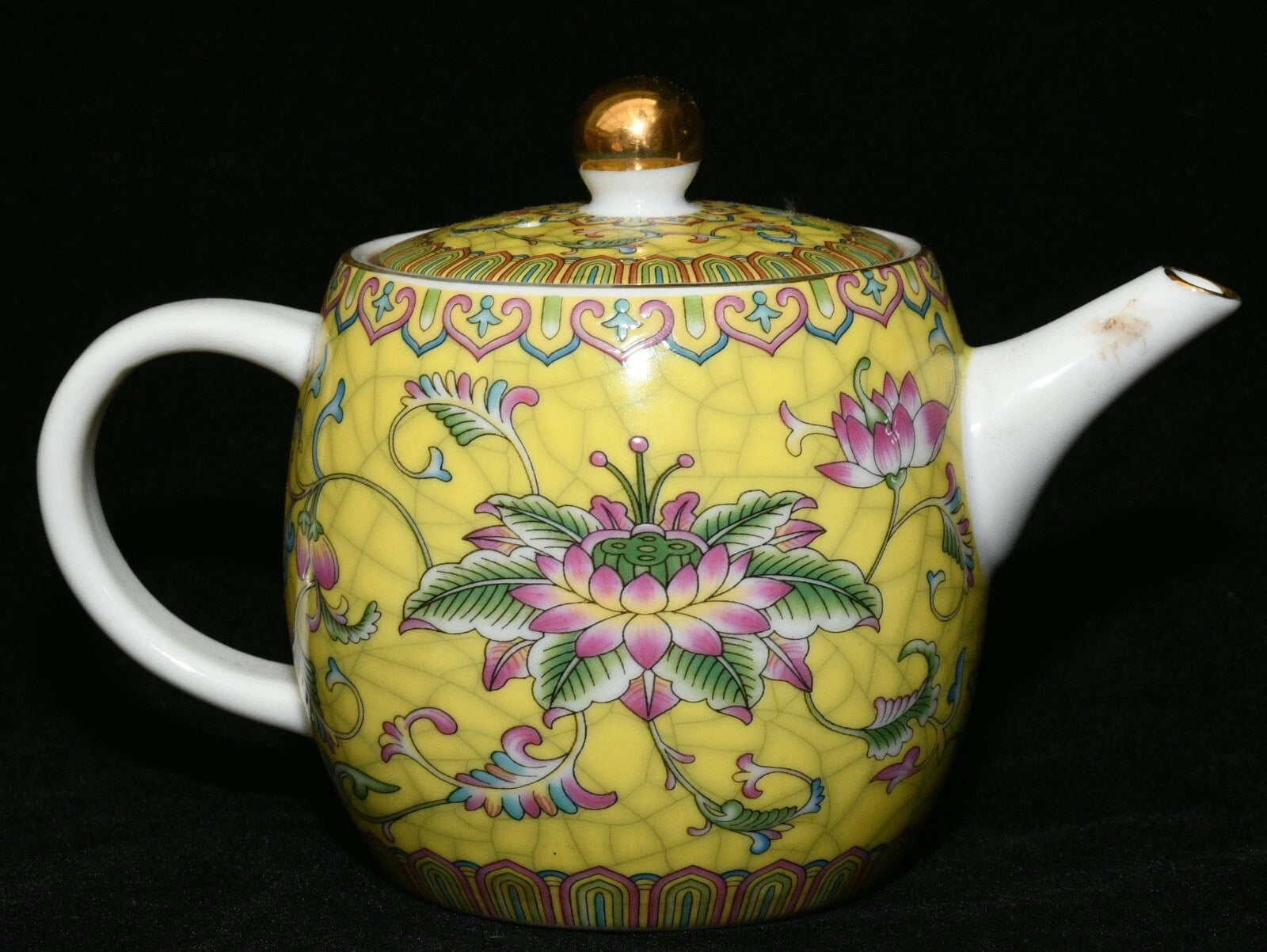 5.9'' Yongzheng Marked Enamel Colour Porcelain Gilt Flower Wine Tea Pot Flagon