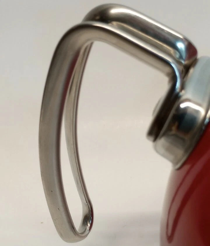 Adorable Chantal Teapot Kettle Rich Red Enamel Stainless Accent German 1.75 ltr