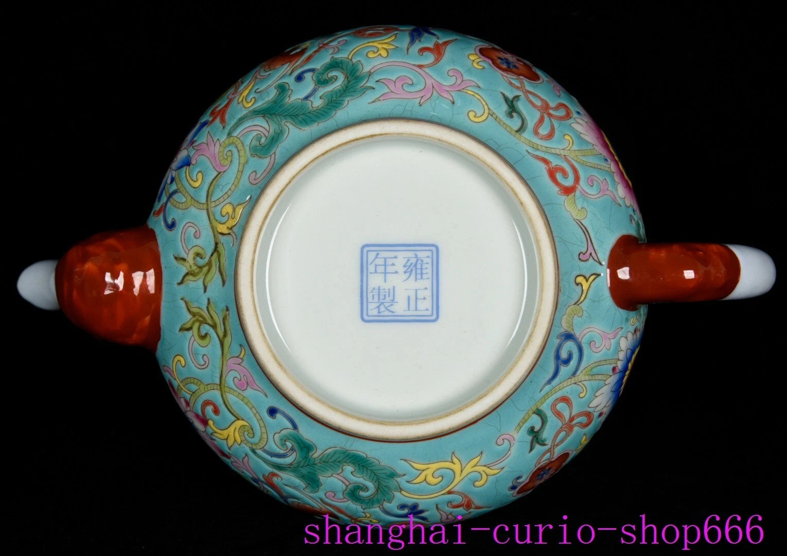 8"China Qing Dynasty Yongzheng enamel porcelain fushou ruyi grain Tea set Teapot