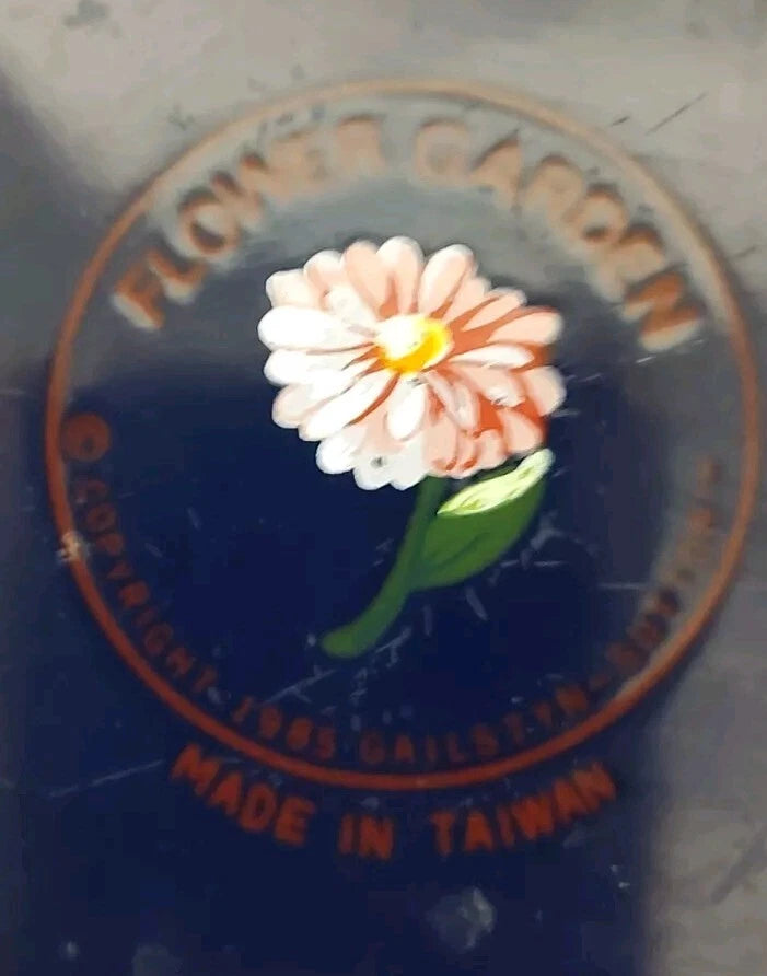 1983 GAILSTYN-SUTTON "Flower Garden" Vintage Enamel Ware Teapot Wooden Handle...