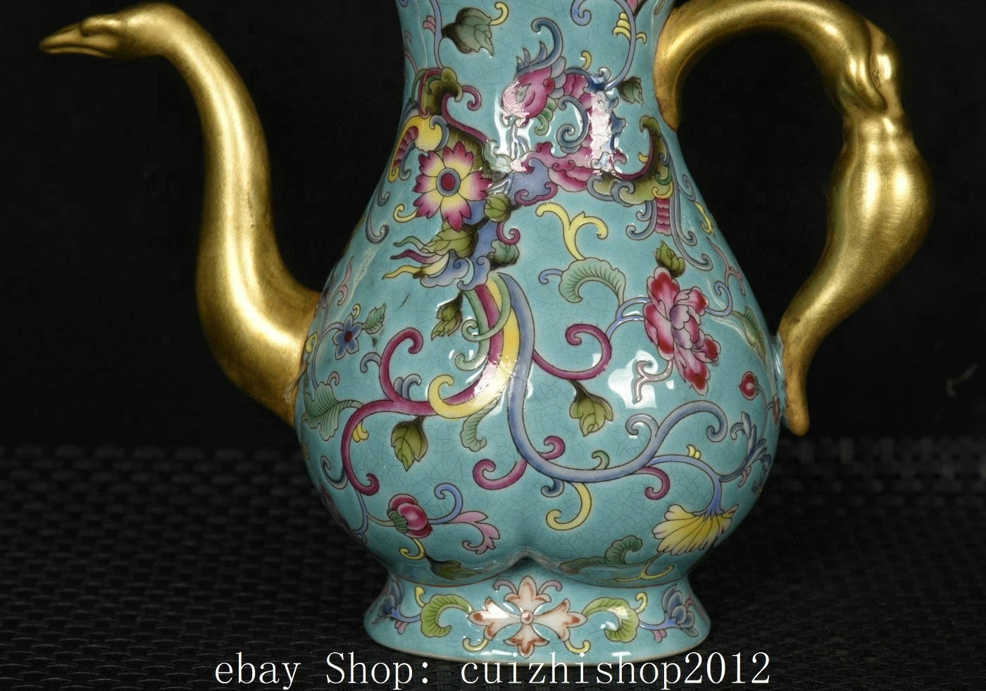 6" Old Dynasty Colour Enamel Porcelain Gilt Flower Phoenix Bird Teapot Tea Pot