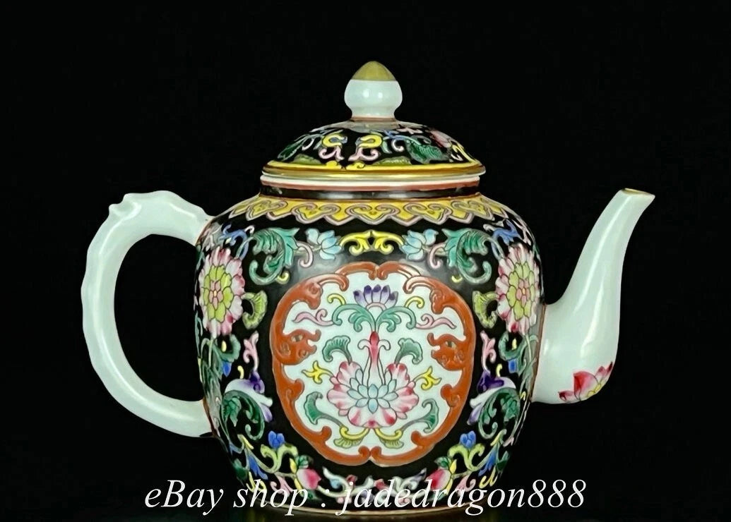 6" Yongzheng Marked Enamel Porcelain Flower Leaf Pattern Wine Teapot Cup Set