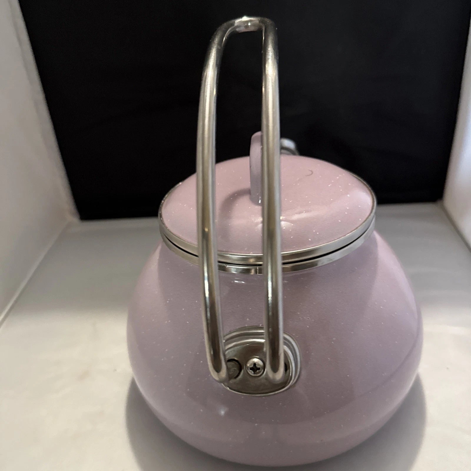 Crofton 2.3Qt Tea Kettle Light Purple  Speckled Enamel   Whistles