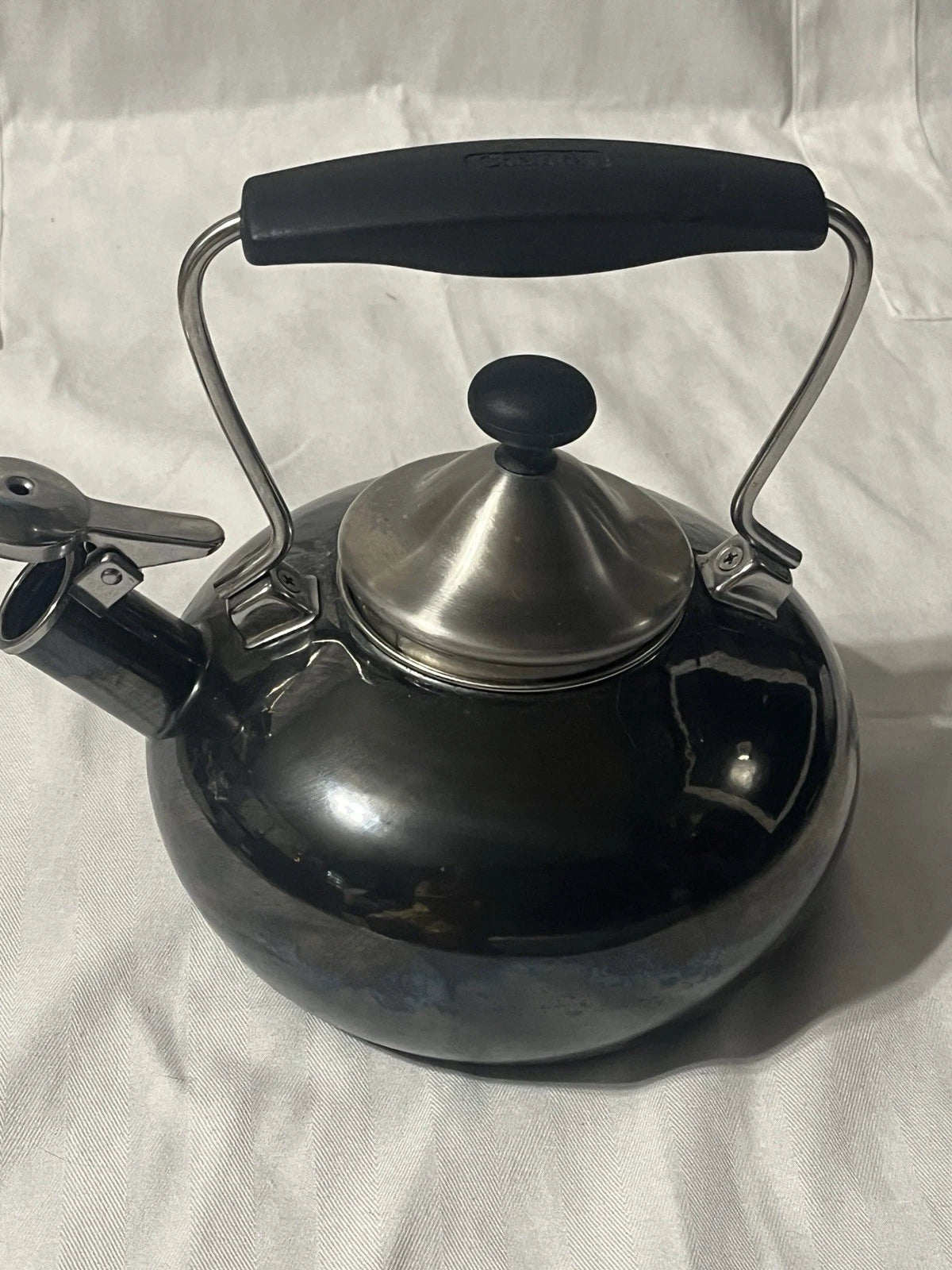Chantal Tea Pot Kettle Enamel On Steel 1.7 Qt Black Finish