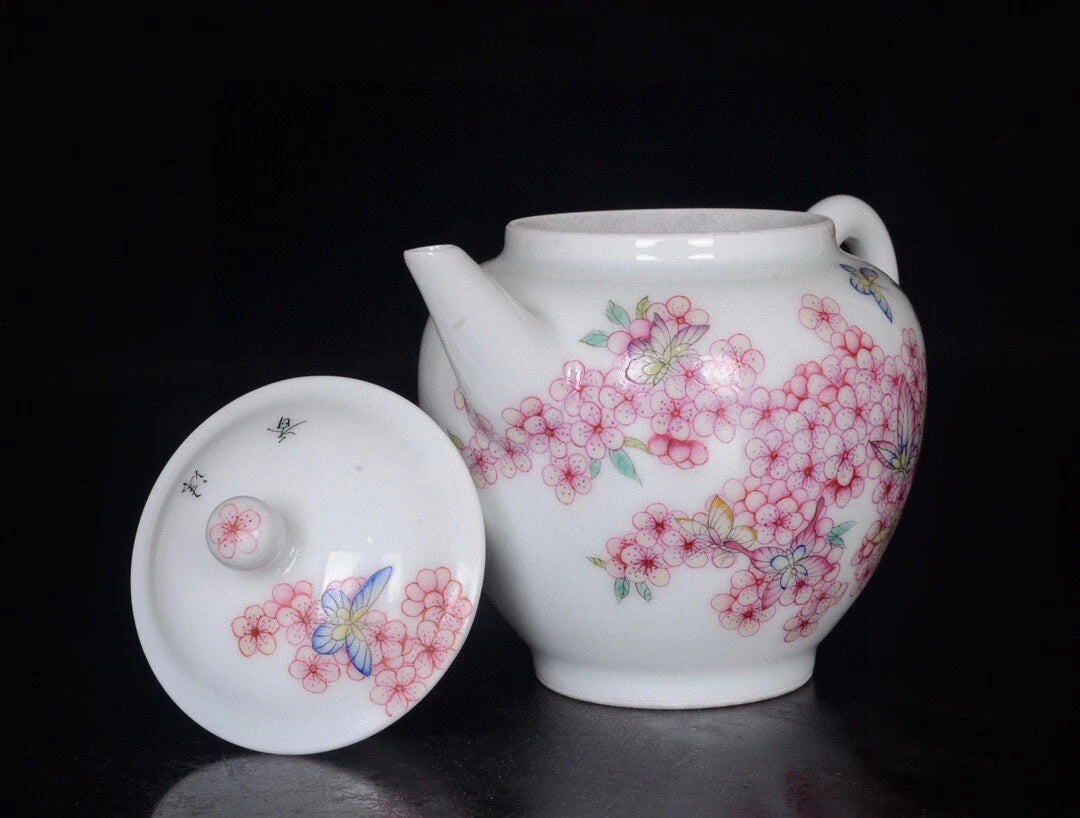 5“ China exquisite porcelain Qing Qianlong Enamel flower Butterfly pattern pot