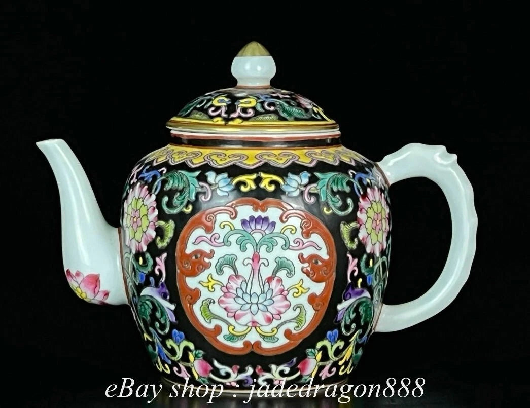 6" Yongzheng Marked Enamel Porcelain Flower Leaf Pattern Wine Teapot Cup Set