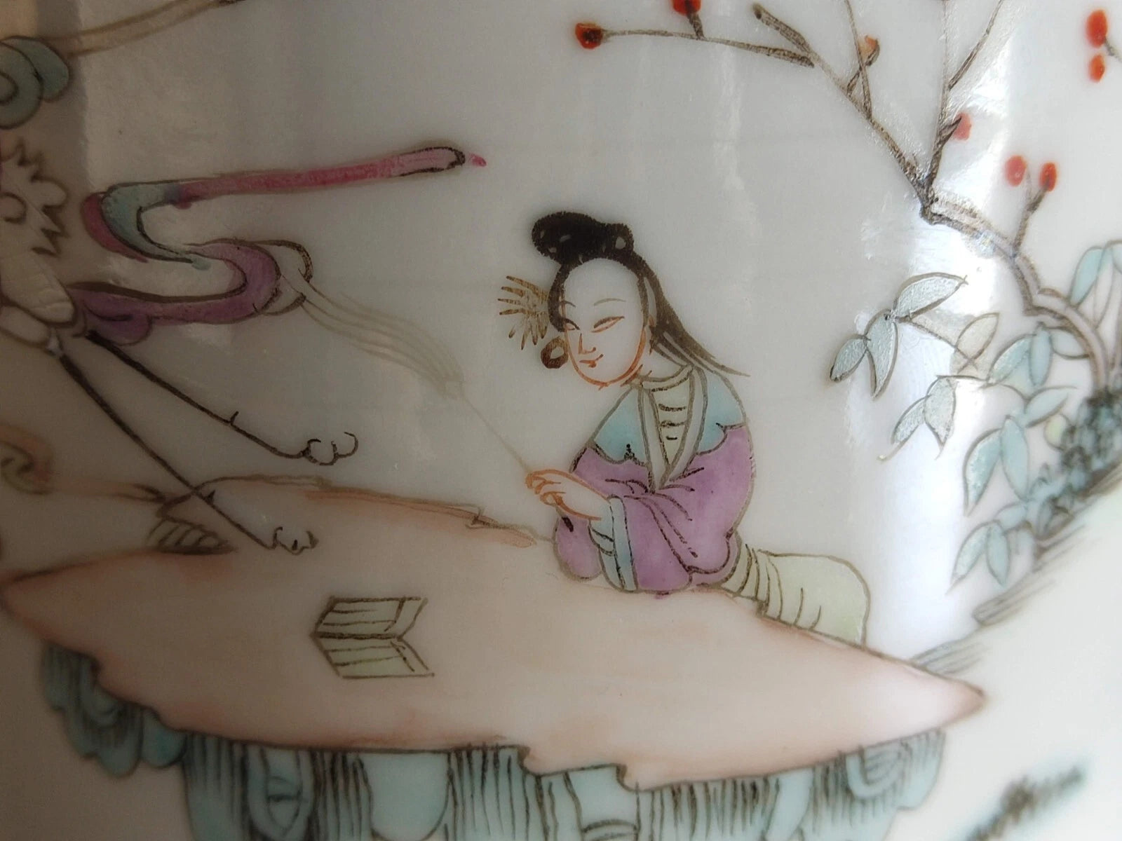 Antique Chinese Teapot 19c /Enamelled porcelain / Hand painted Teapot