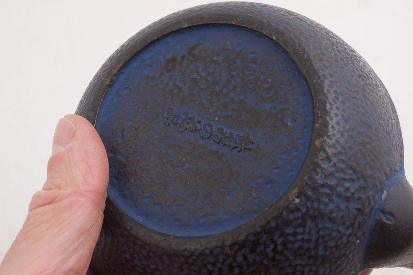 Cast Iron Asian Tea Pot Enamel Interior Blue (G4L) Japanese Hobnail Ceremony