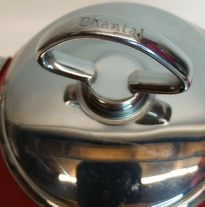 Adorable Chantal Teapot Kettle Rich Red Enamel Stainless Accent German 1.75 ltr