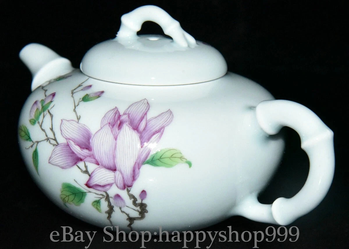 5.6" Chinease Yongzheng Marked Enamel Porcelain Flower Pattern Teapot Teakettle