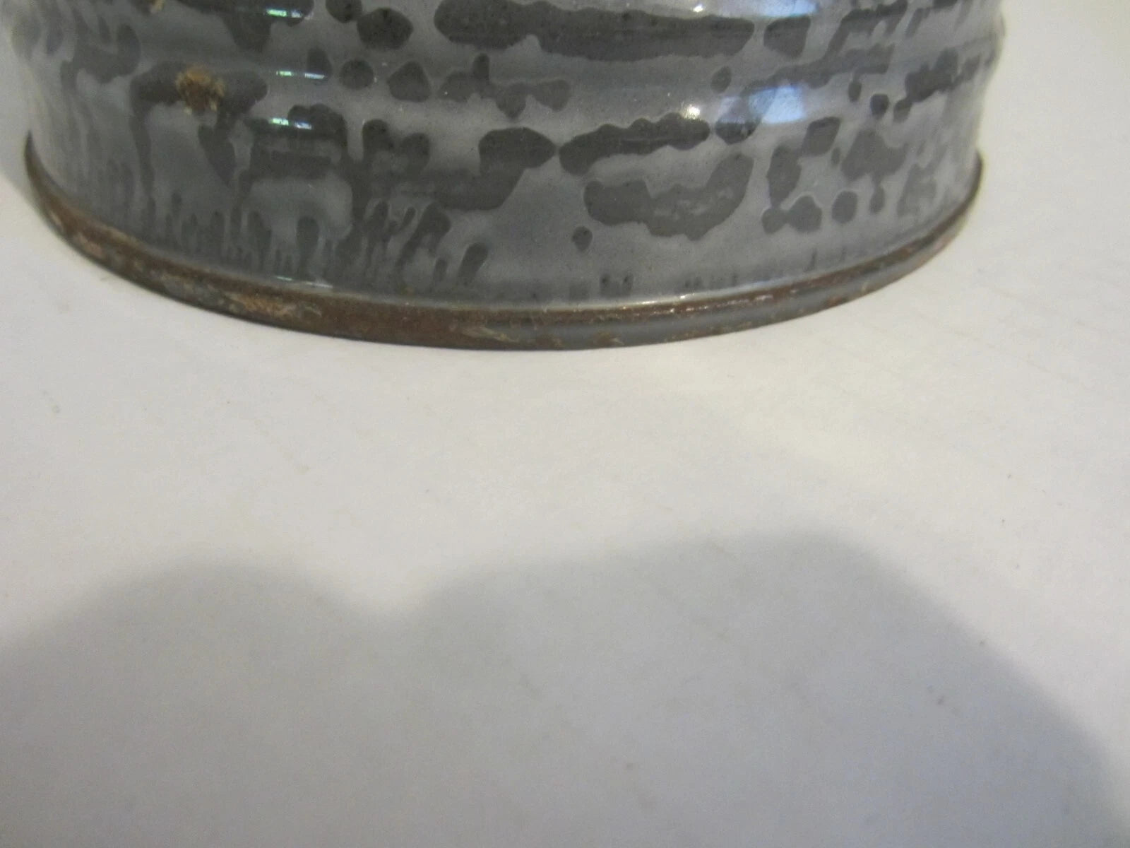 Antique Gray Granite Ware Enamel Coffee Tea Pot Cowboy w/Tin Lid Camping