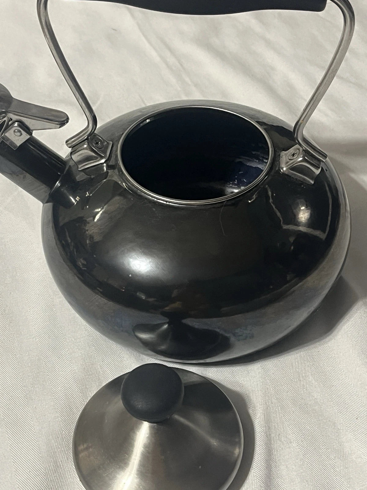 Chantal Tea Pot Kettle Enamel On Steel 1.7 Qt Black Finish