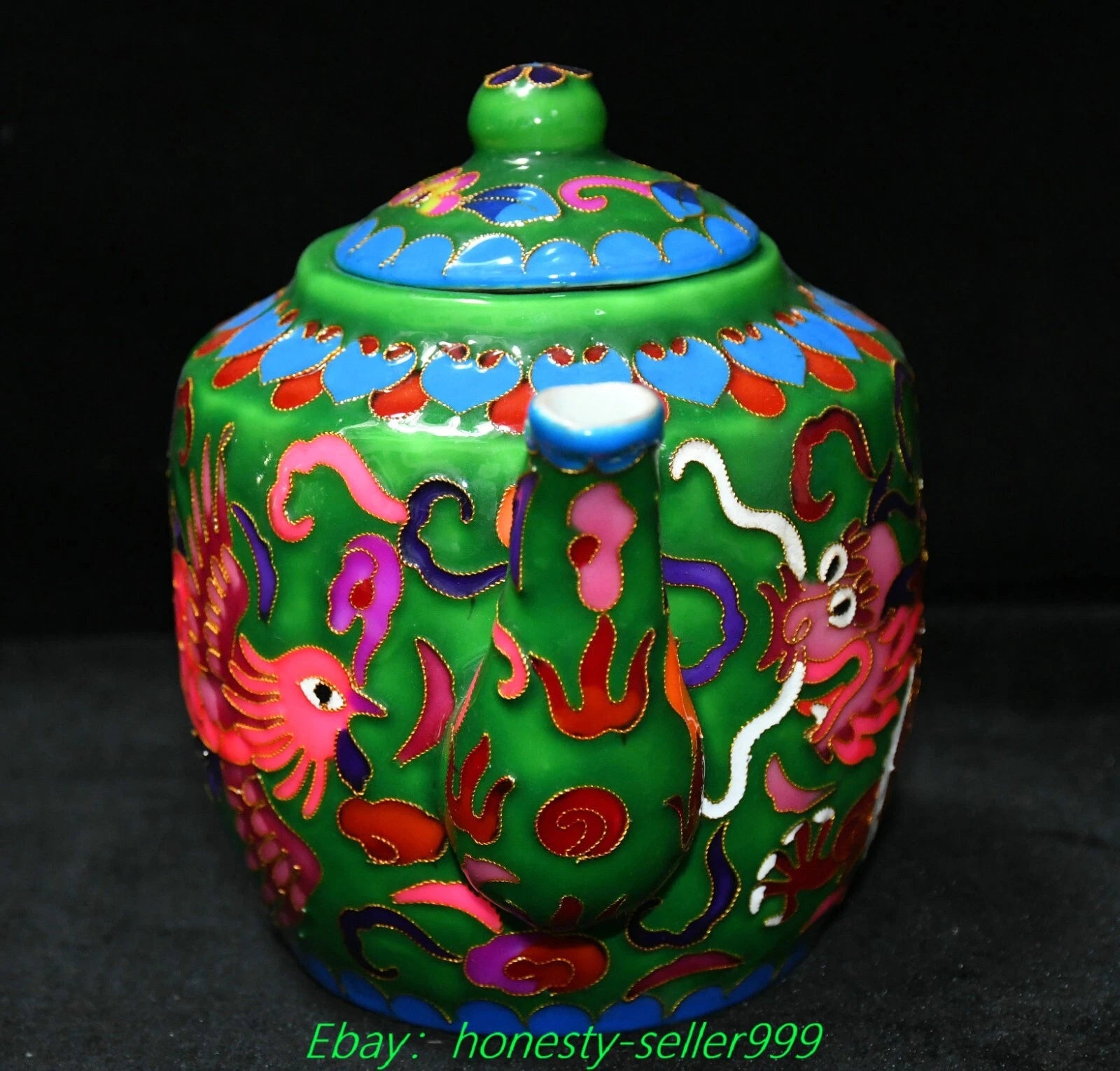 7.8" Qianlong Enamel Colour Porcelain Gilt Phoenix Bird Wine Tea Pot Flagon
