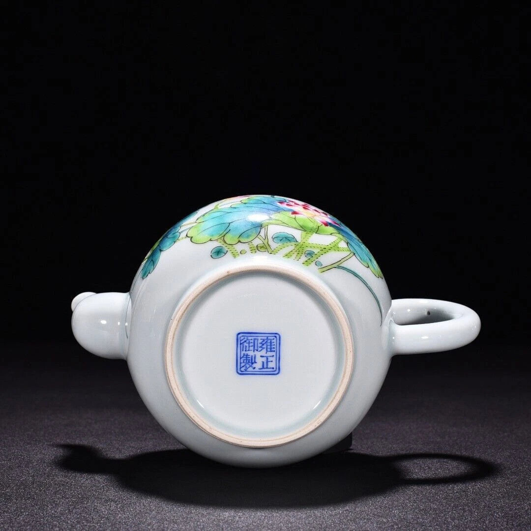 6.8 "Old China porcelain Qing Dynasty Yongzheng Enamel color lotus pot