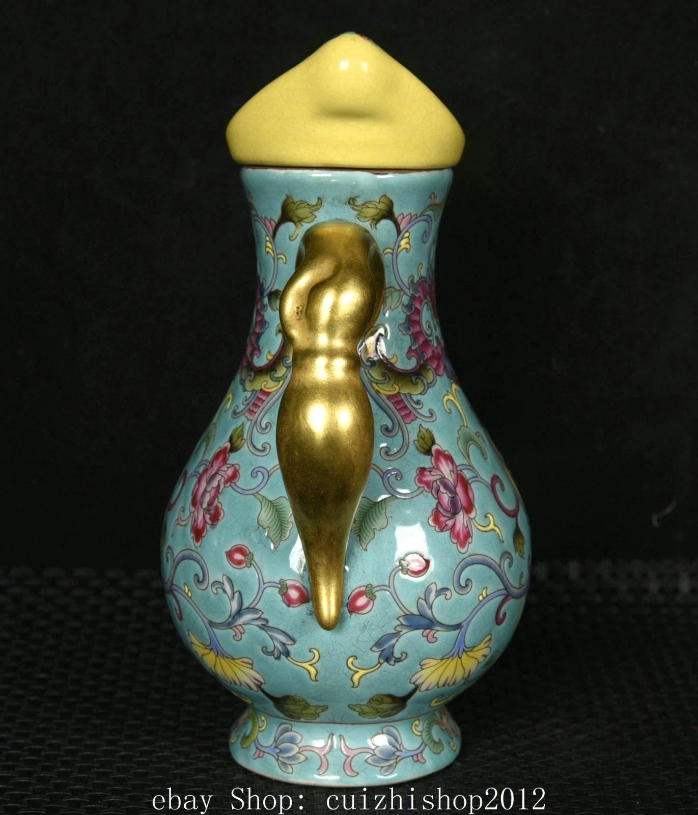 6" Old Dynasty Colour Enamel Porcelain Gilt Flower Phoenix Bird Teapot Tea Pot