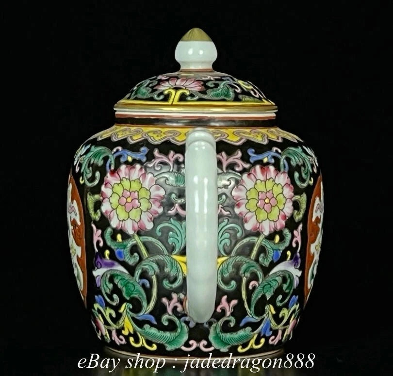 6" Yongzheng Marked Enamel Porcelain Flower Leaf Pattern Wine Teapot Cup Set