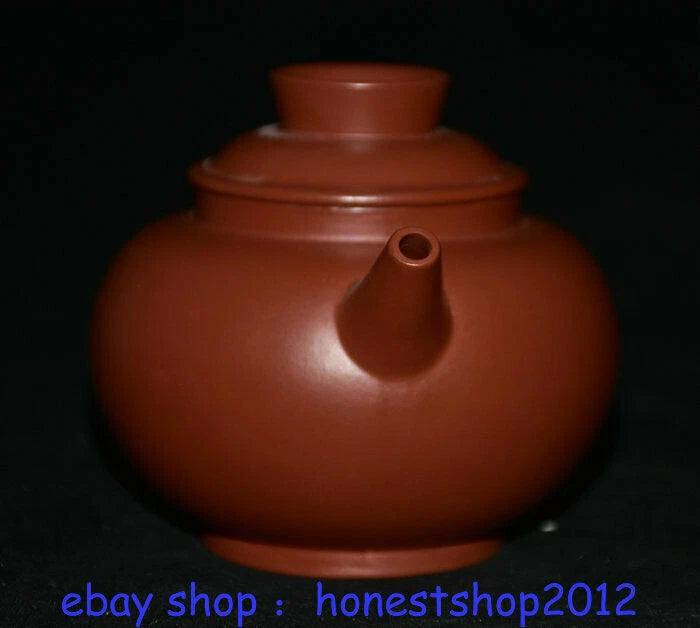 4" Old China Chinese Porcelain Wine Tea Pot Flagon dark-red enameled pottery
