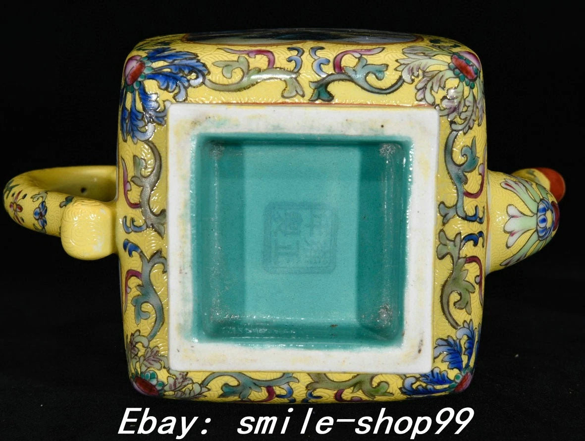 7" Yongzheng Enamel Colour Porcelain landscape Word Pattern Wine Tea Pot Flagon