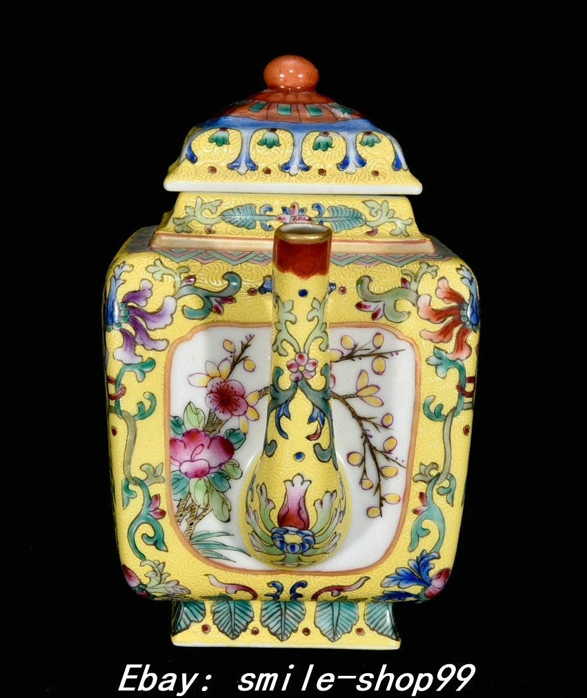 7" Yongzheng Enamel Colour Porcelain landscape Word Pattern Wine Tea Pot Flagon