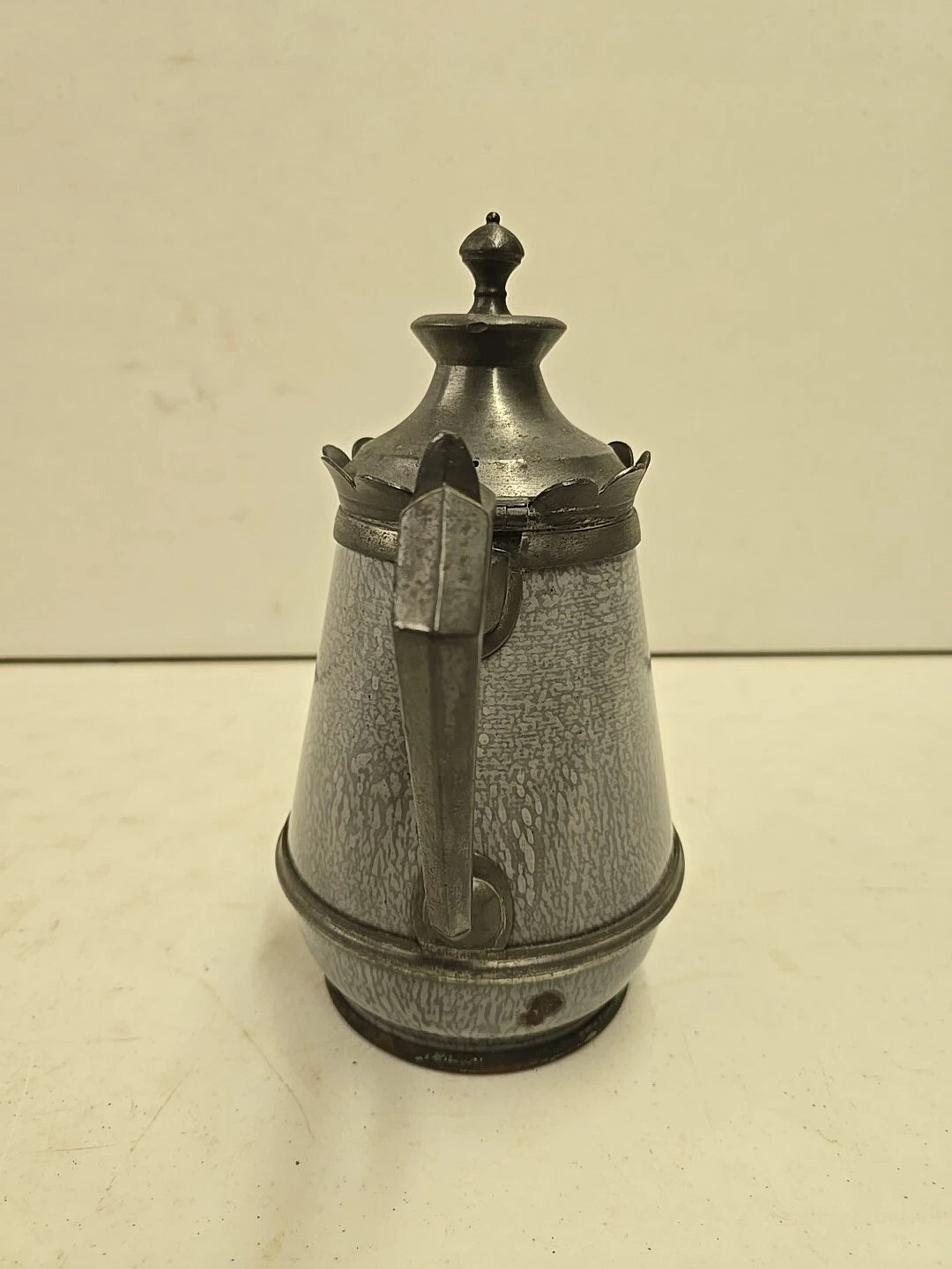 Antique Victorian Graniteware & Pewter Enameled Coffe Tea Pot