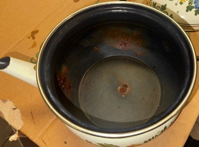 ASTA Germany Enamel Tea Kettle Teapot Floral with Lid; "PARTS", DECORATION