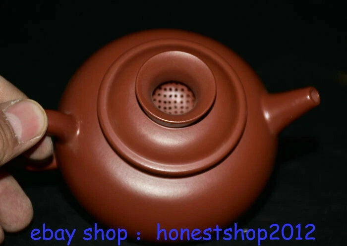 4" Old China Chinese Porcelain Wine Tea Pot Flagon dark-red enameled pottery