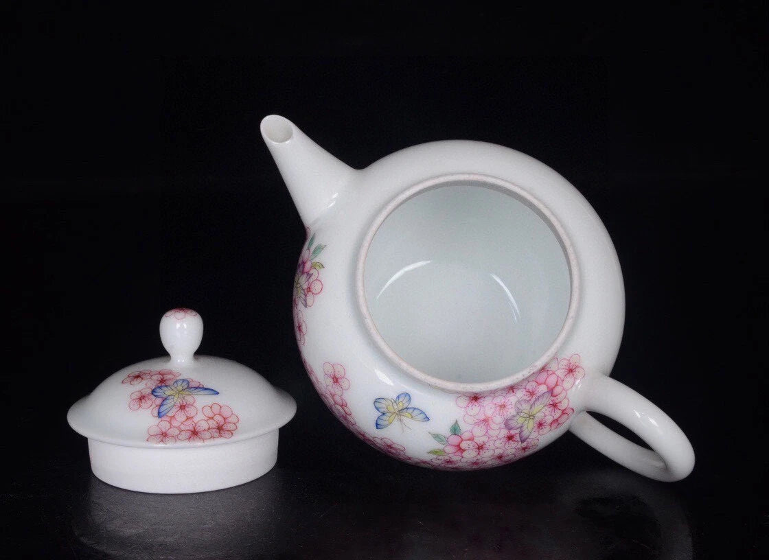 5“ China exquisite porcelain Qing Qianlong Enamel flower Butterfly pattern pot