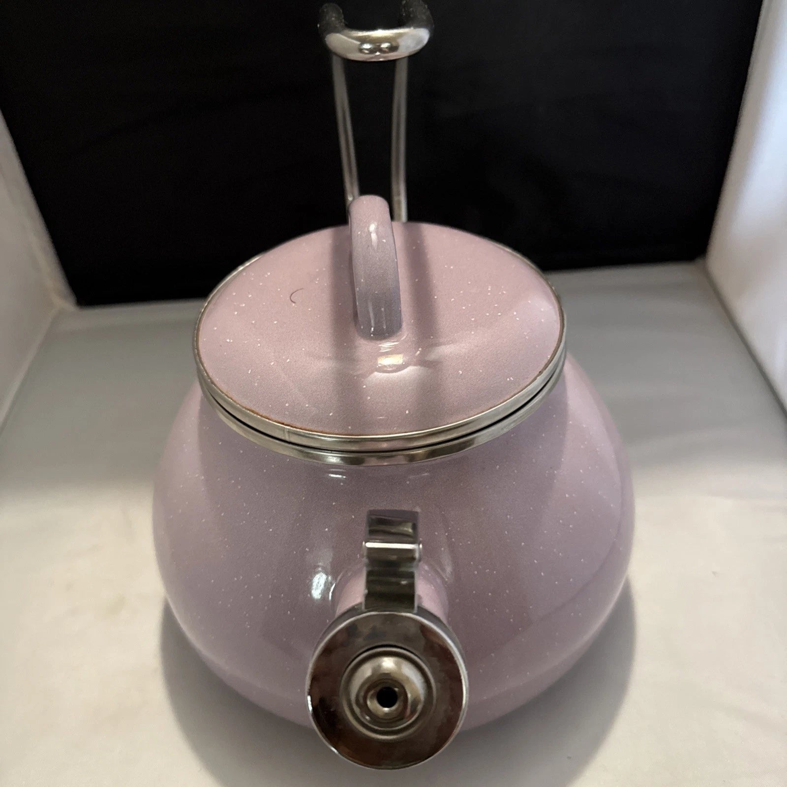 Crofton 2.3Qt Tea Kettle Light Purple  Speckled Enamel   Whistles