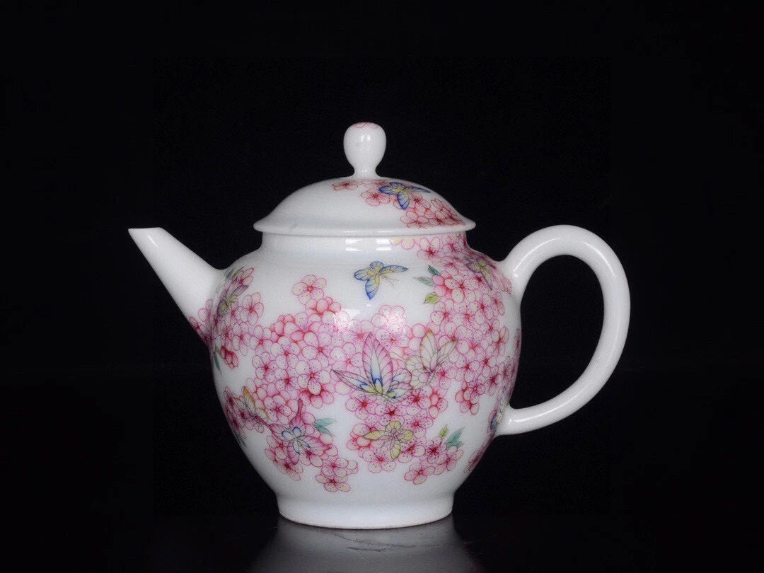 5“ China exquisite porcelain Qing Qianlong Enamel flower Butterfly pattern pot