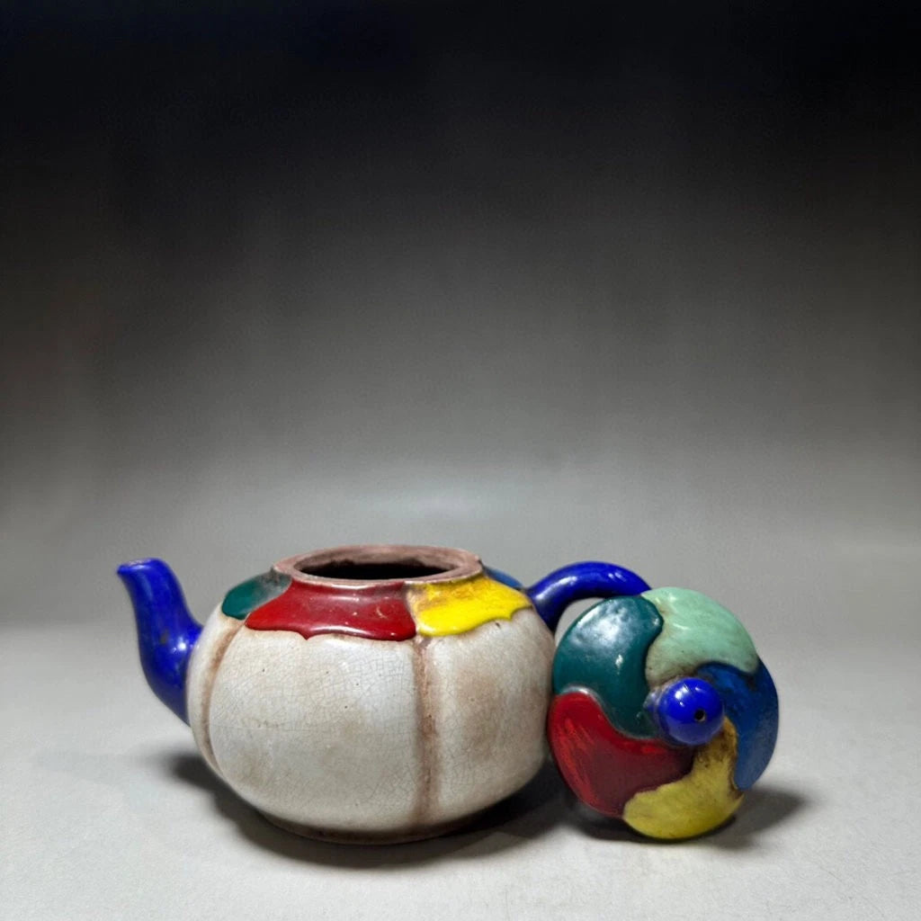Chinese Yixing Zisha Clay Handmade Exquisite Enamel Colour Mirror Teapot 15859