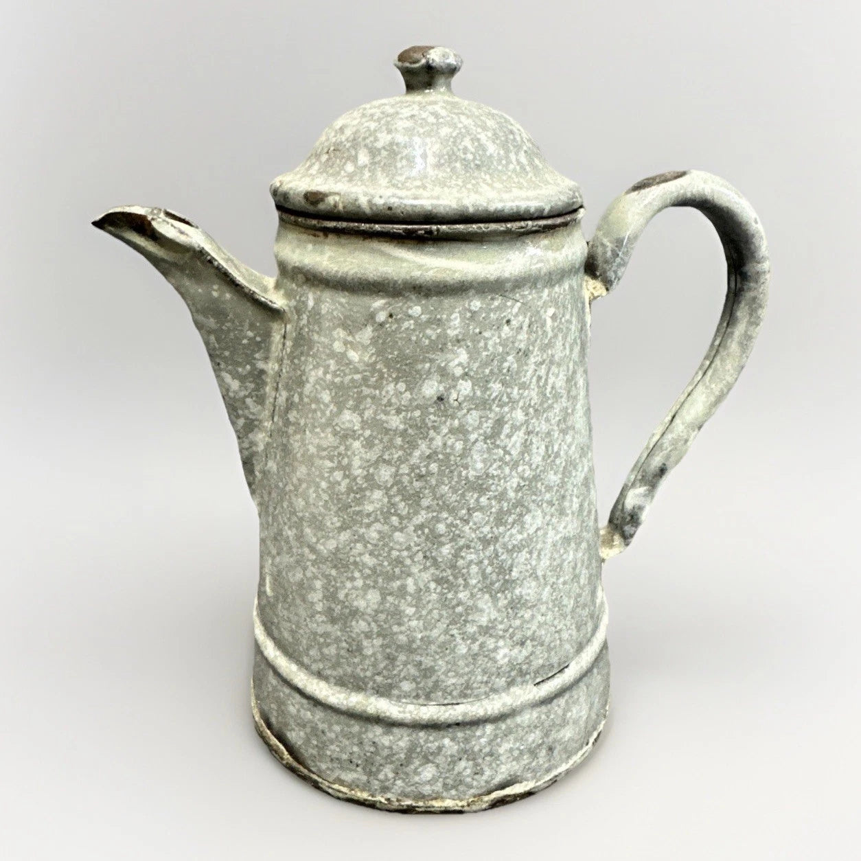 Early Small Gray Granite Ware Enamel Coffee Tea Pot 5"