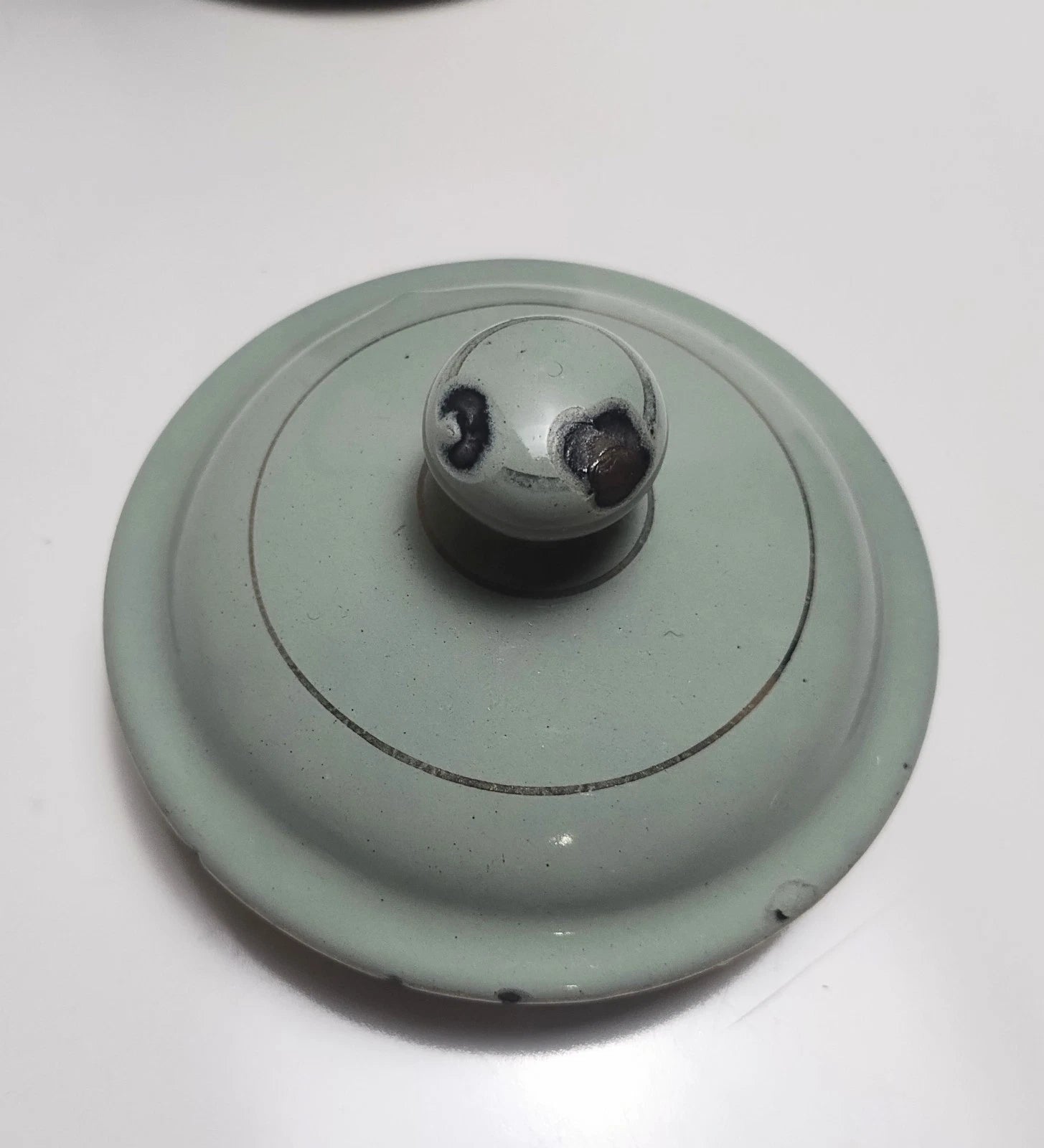 Antique Art Nouveau Jugendstil Blue Enamelware W/ Raised Elements Teapot Kettle