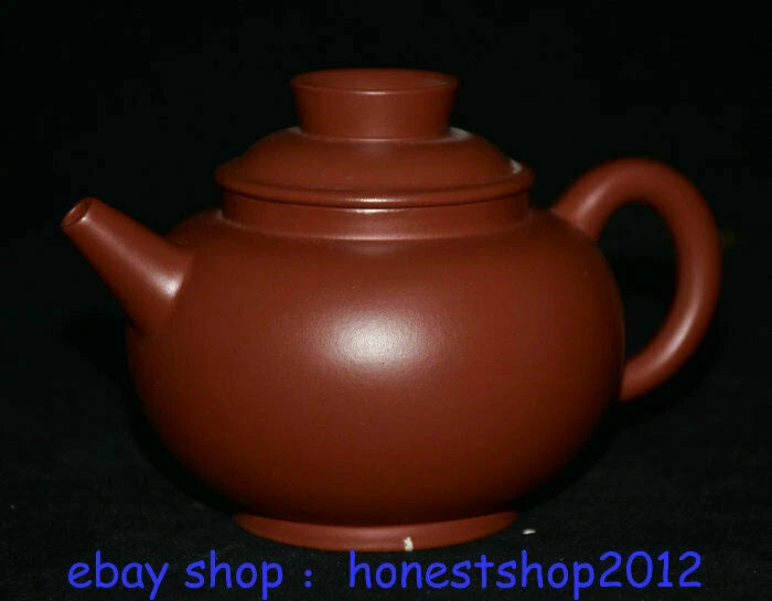 4" Old China Chinese Porcelain Wine Tea Pot Flagon dark-red enameled pottery