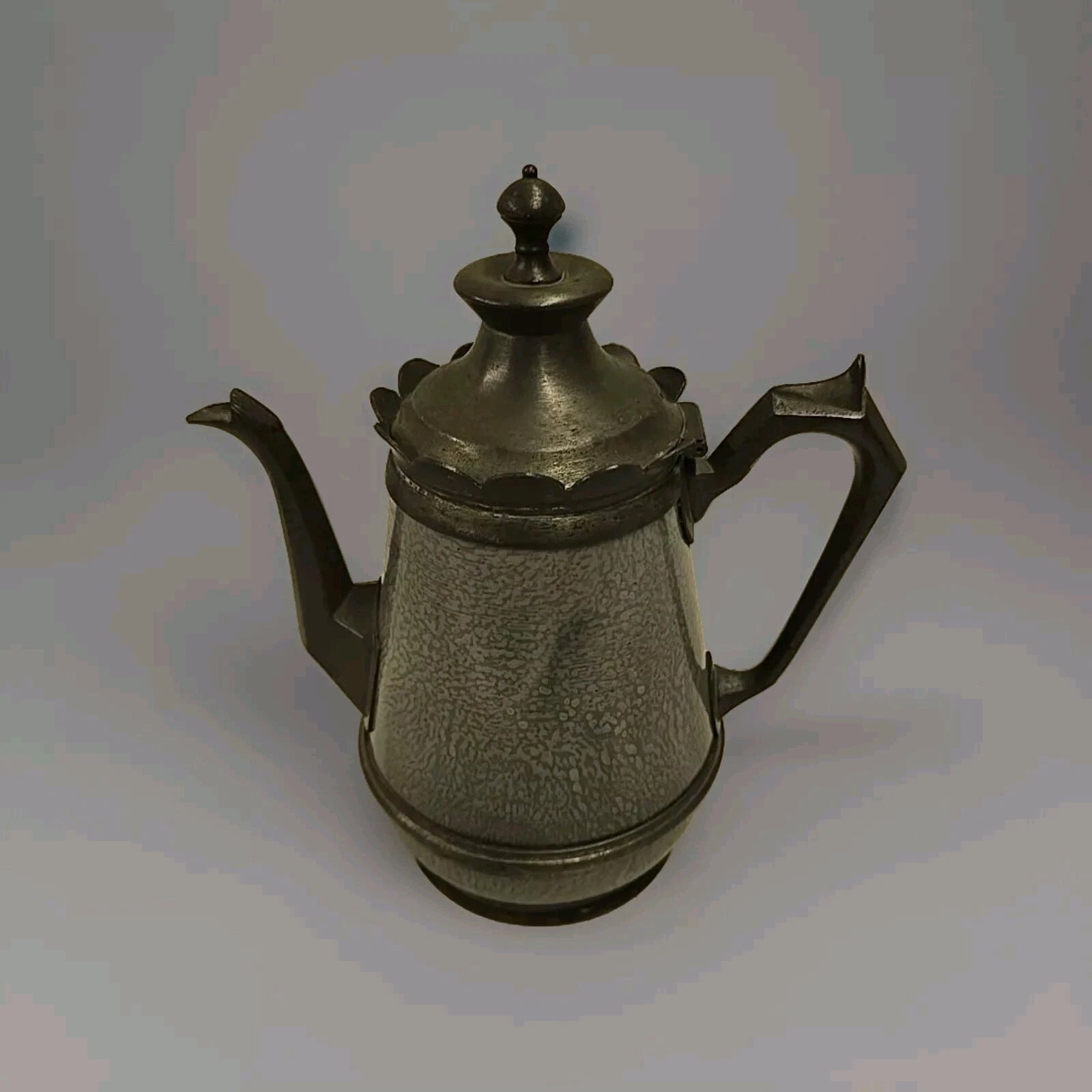 Antique Victorian Graniteware & Pewter Enameled Coffe Tea Pot